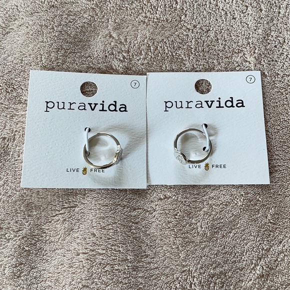 Pura Vida Pineapple Rings Size 7 Silver - Picture 2 of 6